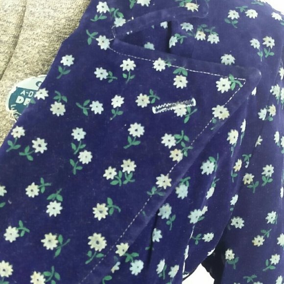 Custom made Fitted Velvet jacket Floral Ptint blazer sz.XS - Picture 12 of 16